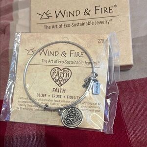 Wind & Fire Silver Faith Bangle Bracelet